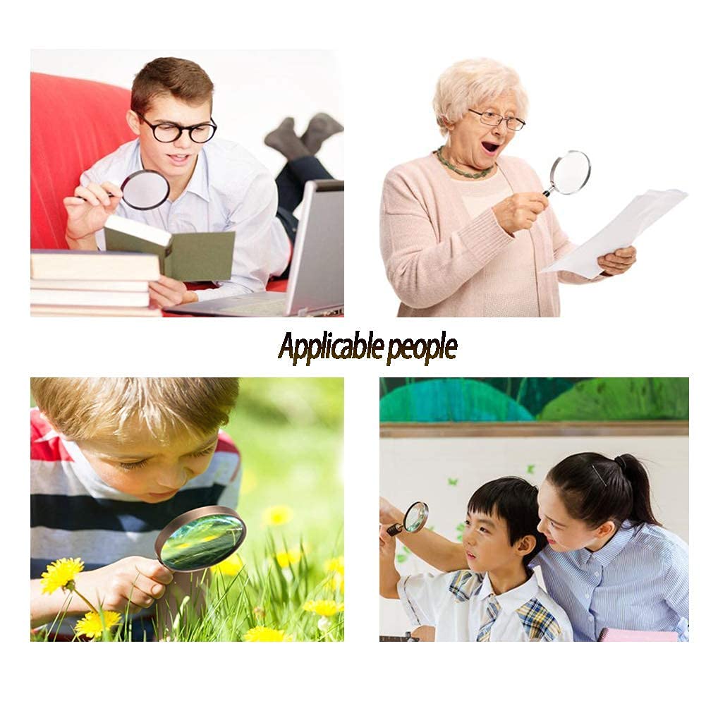 Lupas, Lupa con luz, Lupa de Mano con luz LED Brillante, Lente de Aumento 8X, Ligera, Fácil de Usar para Personas Mayores, Readioffice, Mapas, Joyería, Reloj mecánico, Computadora