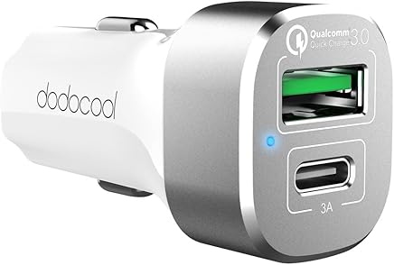 dodocool Cargador de coche 33W 2 Puertos 1 * Quick Charge 3.0 y 1 * USB Tipo C para LG G5 / HTC One A9 / Xiaomi Mi 5 / Nexus 6P / Lumia 950XL / MeiZu PRO 5 y otros