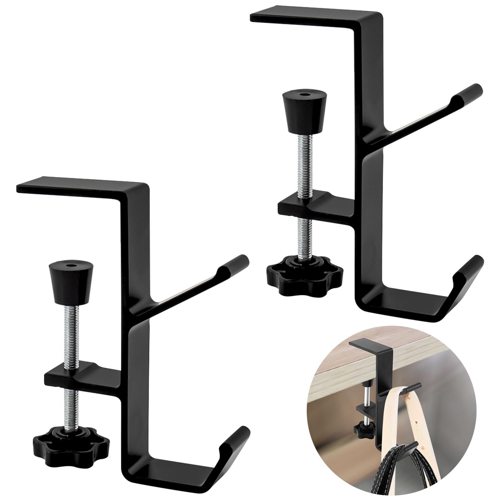 Zolunu Desk Mount Bag Holder Hook Clamp-On Backpack Hanger Portable Desk Mount Headphones Holder Reduce Desk Clutter for Table Desk, Under Counter (