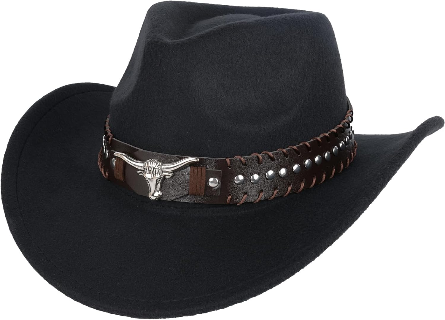 Western Cowboy Hat for Men Women,Classic Wide Brim Fedora Hat for Men &Women,Classic Felt Wide Brim Western Cowboy Cowgirl Hat,Accessories Outdoor Sun Hat(Black)