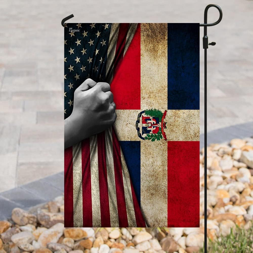 FLAGWIX Dominican Republic American US Flag - 4th of July Decorations for Home, Inside, Outside, House Flag (29.5" x 39.5") - USA House Garden Flags Premium Polyester, Decorative Indoor Outdoor Flags