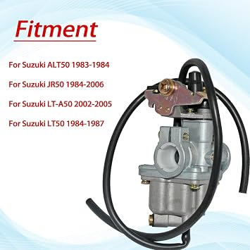 LT50 Carburetor For Suzuki 50 LT-A50 2002 2003 2004 2005 LT50 LT 50 1983-1987 JR50 1984-2006 ATV Quadrunner Carb Kit with Air Filter Box