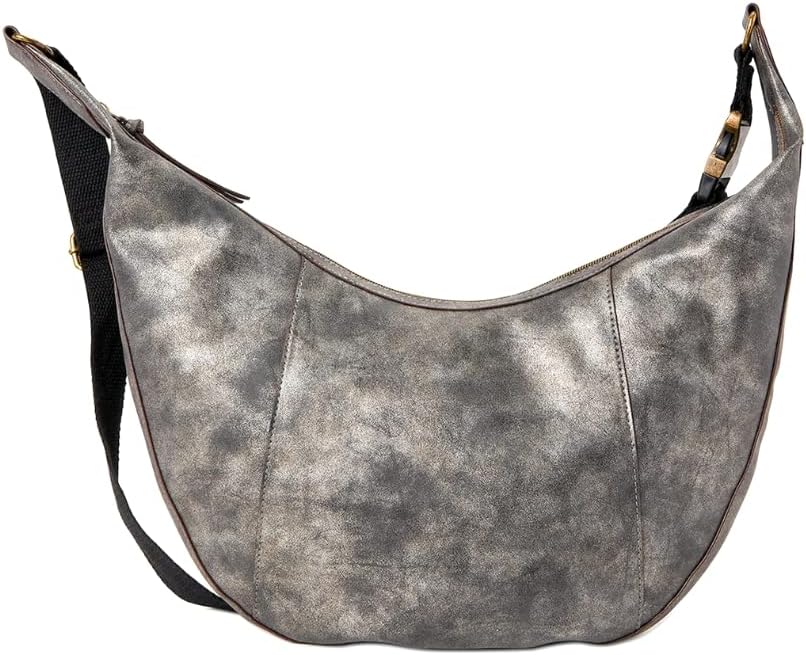 Time & Tru Marcella Hobo Bag, Dimensions: 14.75-''Wx10.9-'' Hx3.5-'' D (Grey)