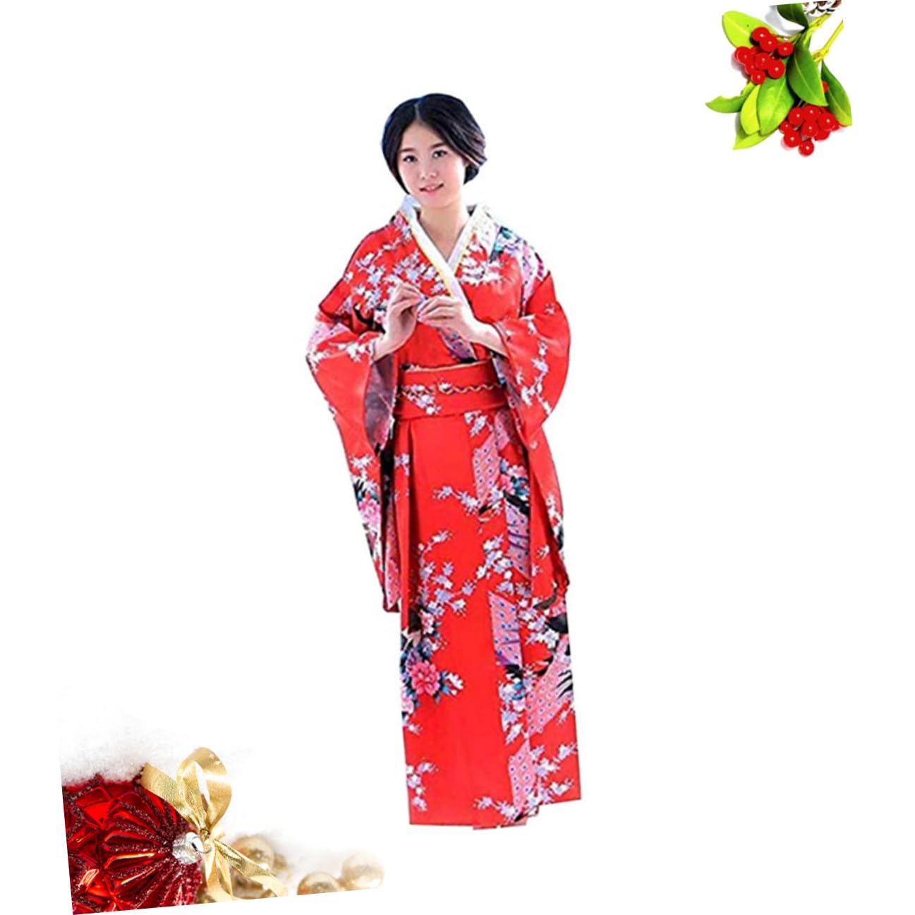 BESPORTBLE Kimono Japonés Mujer Bata Kimono Japonés Diseño Pieza Banda de Amarre Material Simulado de Seda y Cómodo para Dormir y Fiestas Xl