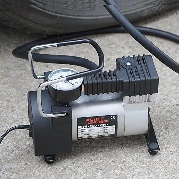 Car Tire Pump,Tire Inflator Portable Air Compressor Tire Air Pump for Car Tires,12V Auto Tire Pump with Pressure Gauge with Cylinder Power System(Black)
