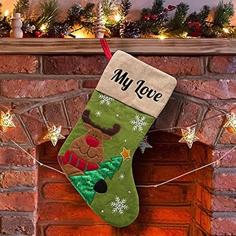 Personalized Deer Christmas Stockings with Names 7 Patterns Custom Christmas Stockings Bulk for Christams Decor,Holiday,Family Cover