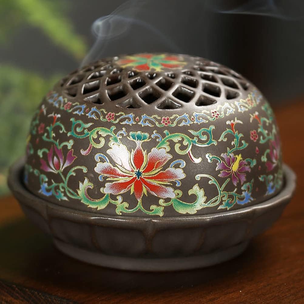 XIALON 4inch Home Living Room Buddha Hall Incense Burner Ceramic Incense Holder Decorate