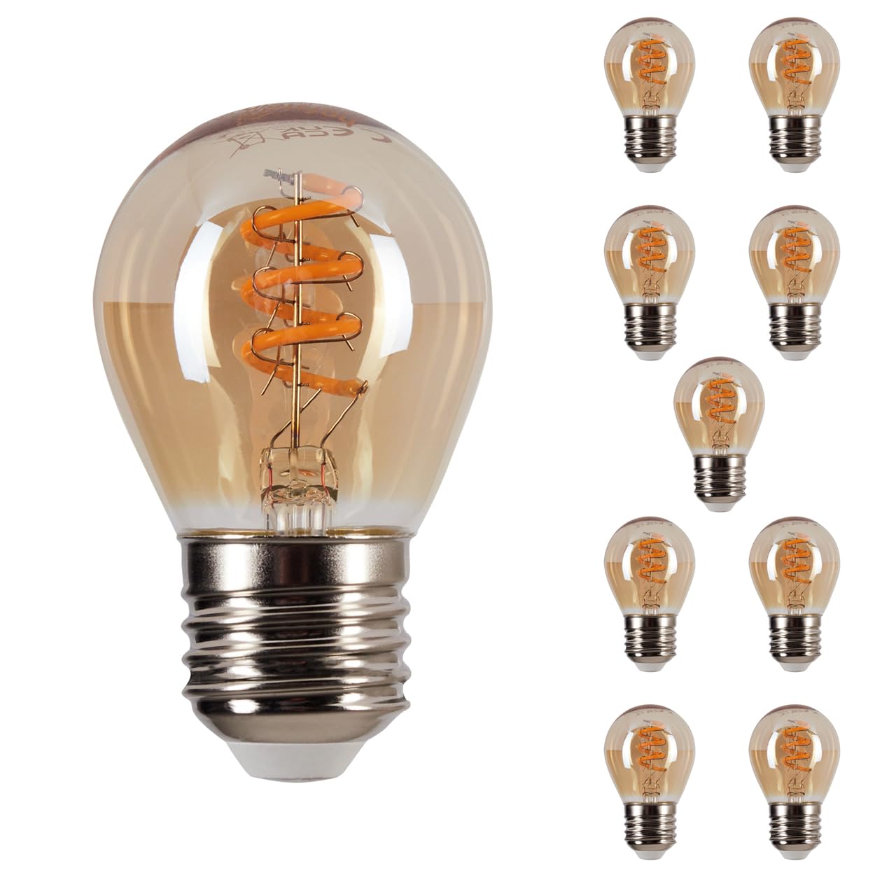 HOFSTEIN E27 LED Warmweiss Glühbirne Vintage Kugel 10er Set 4 Watt 220 Lumen 2200 Kelvin G45 Dimmbar Leuchtmittel für Gemütliche Atmosphäre In Wohnräumen