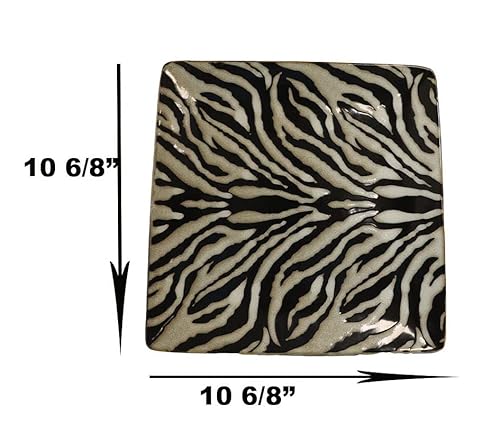 Ebros Animal Wildlife Jungle Forest Apex Predator Giant Cat Tiger Prints Abstract Art Large Square Dinner Plate Set Of 2 10.75" Plates Dishwasher Microwave Safe Dinnerware Dishes #TOP1