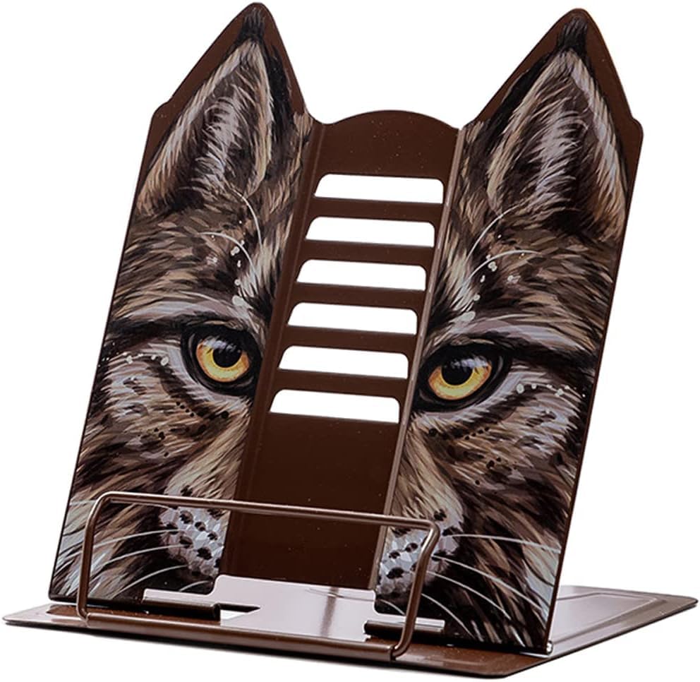 Adjustable Metal Book Read Stand, Lightweight Desk Stand for School Books, Tablets, Music Books, Kitchen Recipes (N6-Animal)-image-8