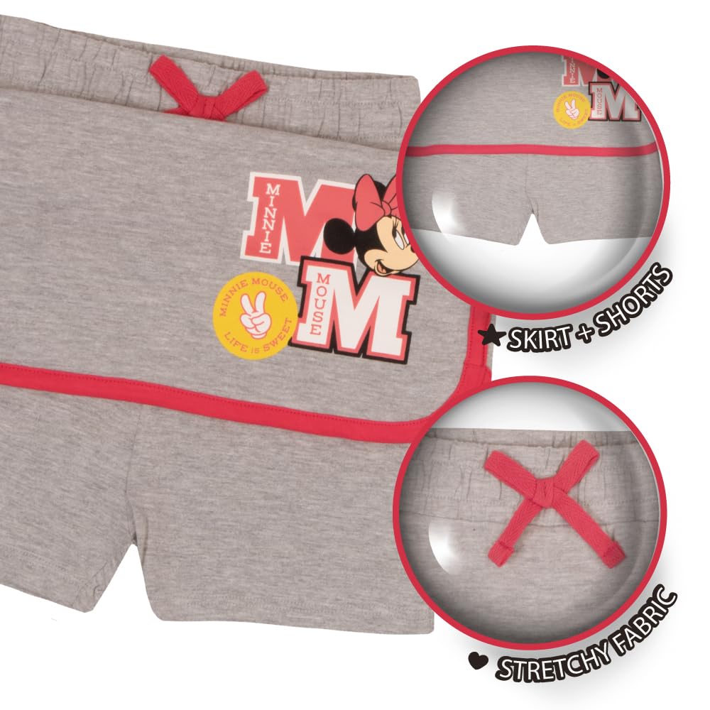 Disney Princess, Lilo and Stitch, Minnie Mouse, Moana y Frozen Girls - Conjunto de 2 piezas - Camiseta de manga corta y falda para niños