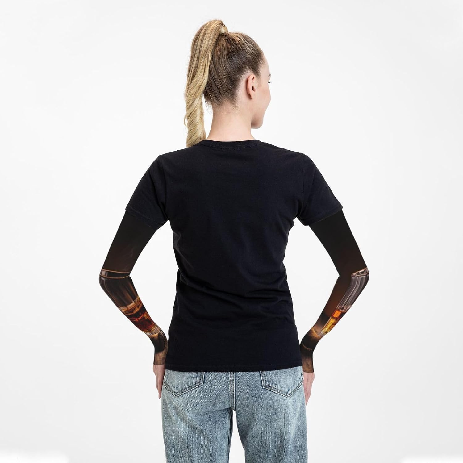Arm Sleeves Cooling UV Sun Protection Sports Compression for Men Women | Cigar And Whiskey Sun Sleeves Upf 50+ Sun Protection Sleeves With Thumb Hole For Fishing Cycling Work Sport Tattoo Cover Up