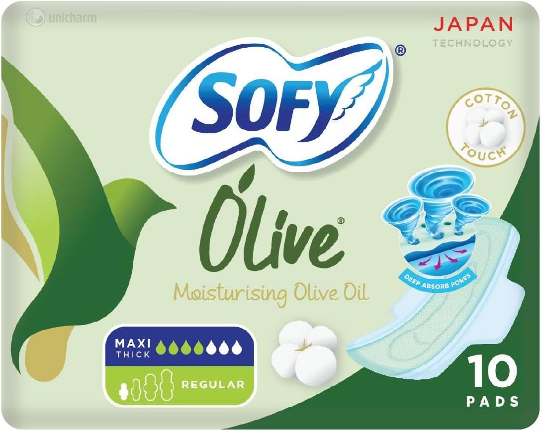 SOFY Olive Sanitary Pads With Wings, Slim, Regular 23 cm, Pack of 10 Pads