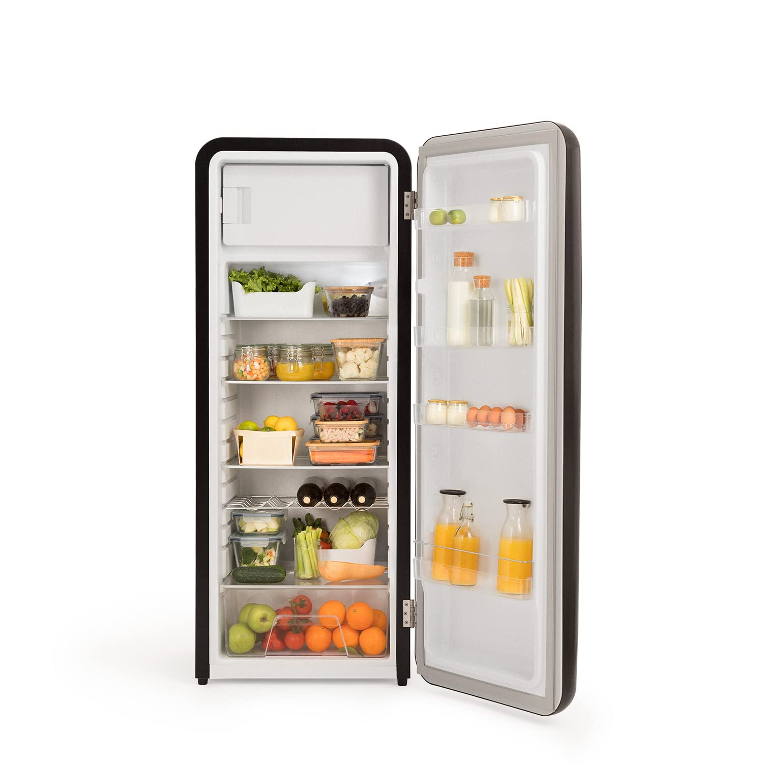 CREATE / RETRO FRIDGE 150 WOOD/Frigorífico blanco roto maneta madera con congelador 281L / 102W. bajo consumo. diseño vintage. 150cm. 3 estantes. regulador temperatura. botellero. 60x60x150cm — view 157