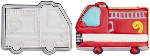 Mostop Cortadores de galletas de ambulancia con sello, molde de galletas de vehículo de transporte 3D para dulces, chocolate, galletas, pastelería,