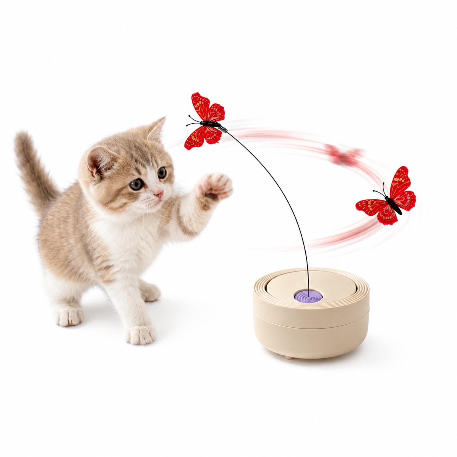 Photo 1 of sleepric Interactive Butterfly Cat Toy, Beige