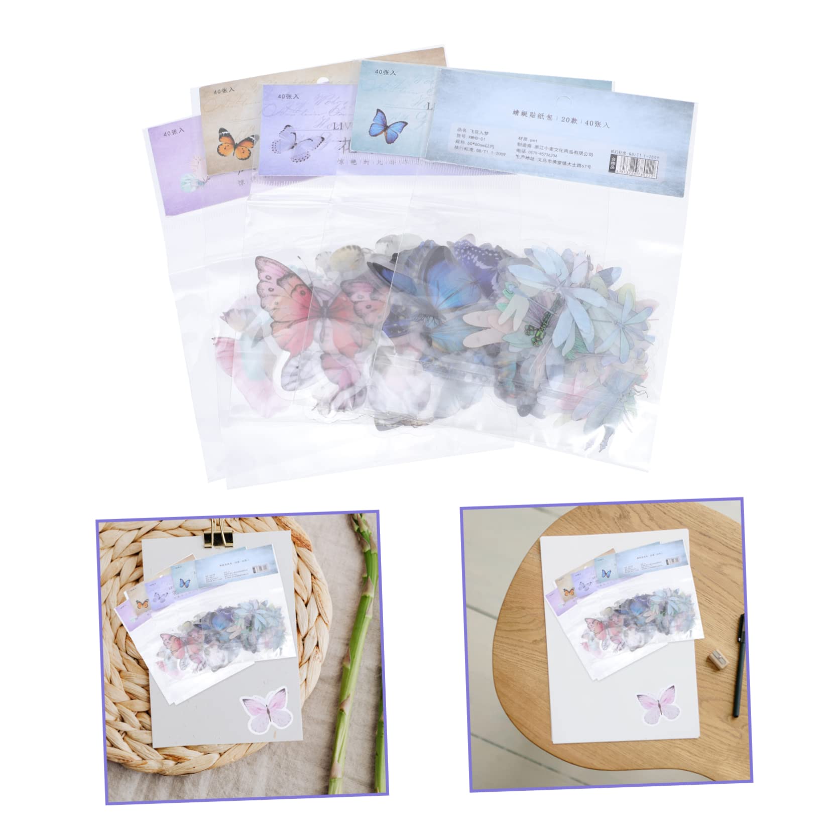 SEWACC 4 Pièces 5 Collage De Poche Autocollants Ordinateur Portable Stickers Autocollant Autocollant Fournitures D'embellissement De Journal Libellule Stickers Décor L'animal De Compagnie