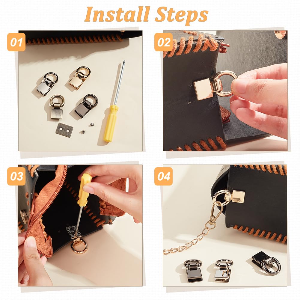 4/10 pezzi borsa in metallo clip laterale fibbia borsa tracolla collegare chiusura clip di coda gancio appeso accessori hardware artigianali  15
