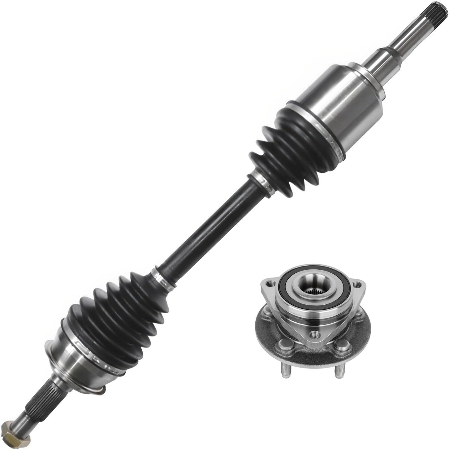 Detroit Axle - 2pc Front Left CV Axle Kit for 2016-2019 Chevrolet Cruze [GAS], Wheel Bearing and Hub Assembly Driver Side CV Axle Shaft 2017 2018 Replacement