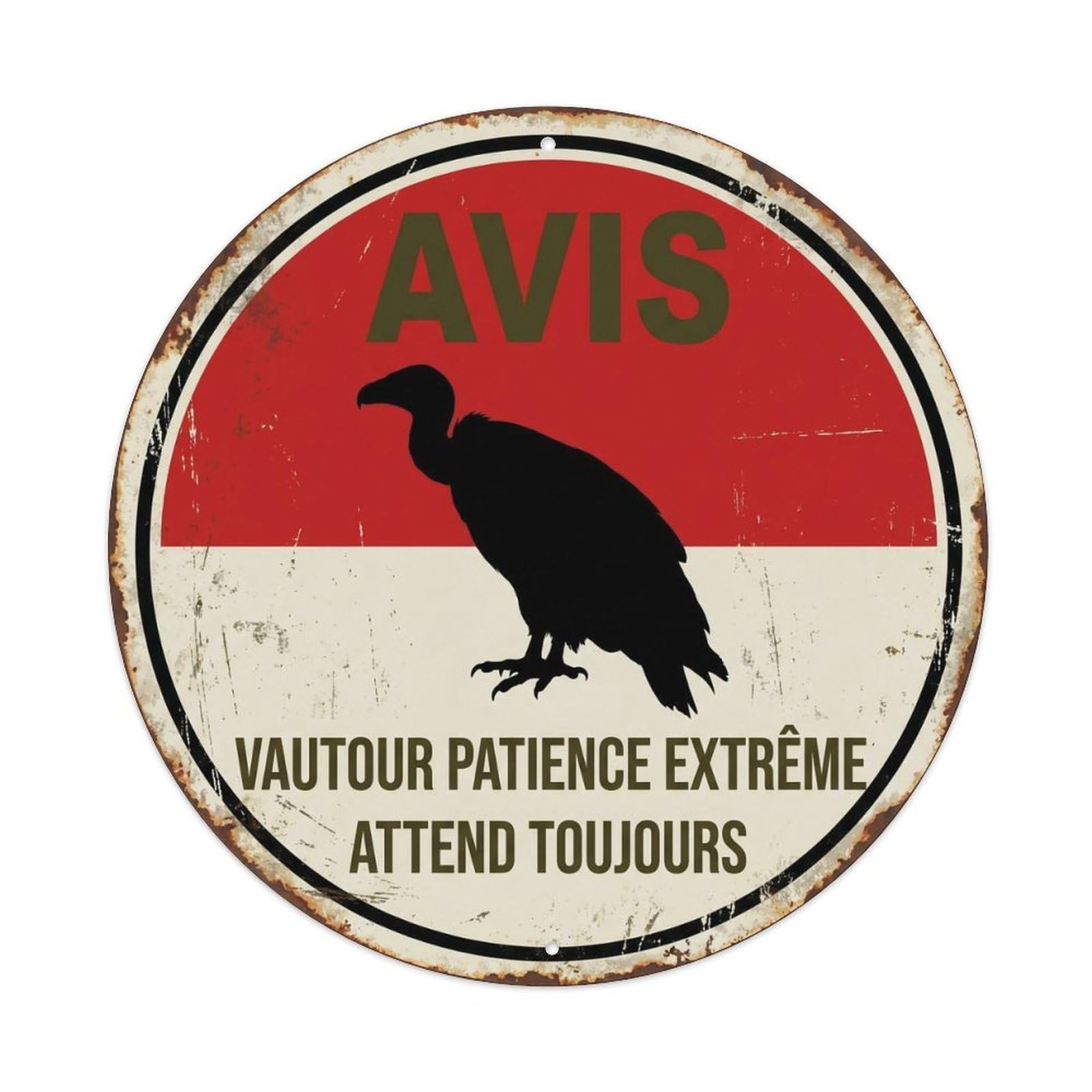 Vintage Dramatic Vulture Patience King Metal Tin Sign Plaque