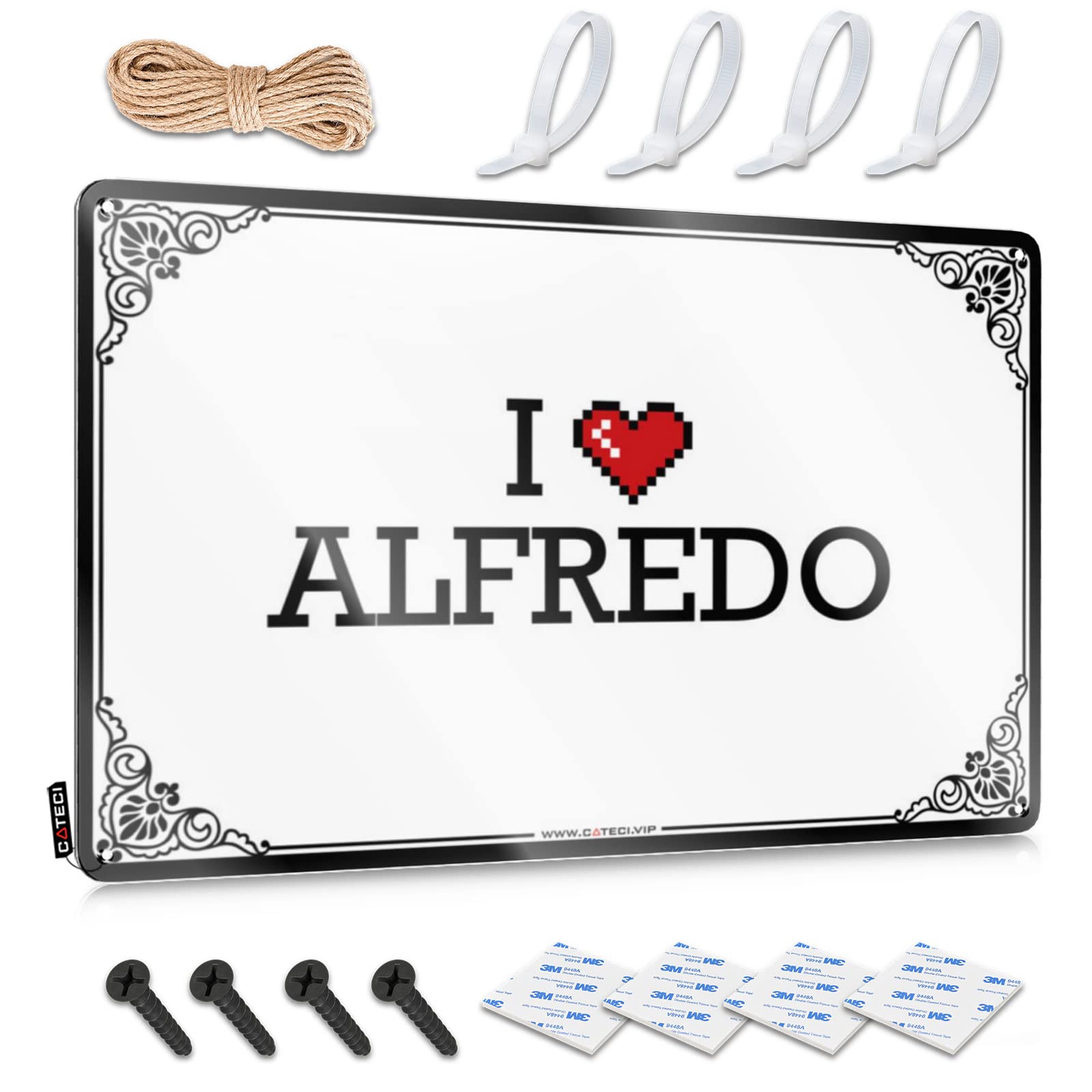 Fzfn Men's Colour Sweet Matal Sign | I Love Alfredo Farmhouse Decorative Wall Art Ready To Hang For Yard(30X40cm)