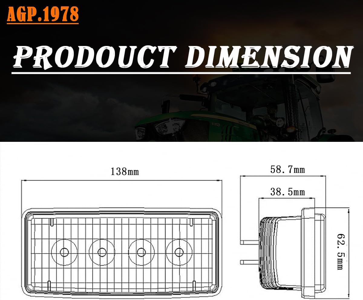 20W Cab LED Headlight Tractor LED Work Light Compatible with Tractor John Deere 7000-8000 RE306510, R161288, RE37450, RE340681, 5000K (Pack 1-20W)