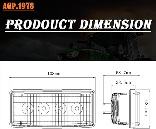 Miniatura 5 de Luz de trabajo LED de tractor para faros delanteros de cabina de 20 W, compatible con tractor John Deere 7000-8000 RE306510, R161288, RE37450,
