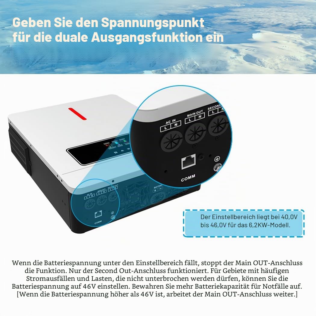 6.2KW offener/netzunabhängiger Solar-Hybrid-Wechselrichter 48VDC Reiner Sinus AC220V Ausgang MPPT 120A Solar-Ladegerät maximale PV-Leistung 6500W Eingang mit WiFi Kommunikation