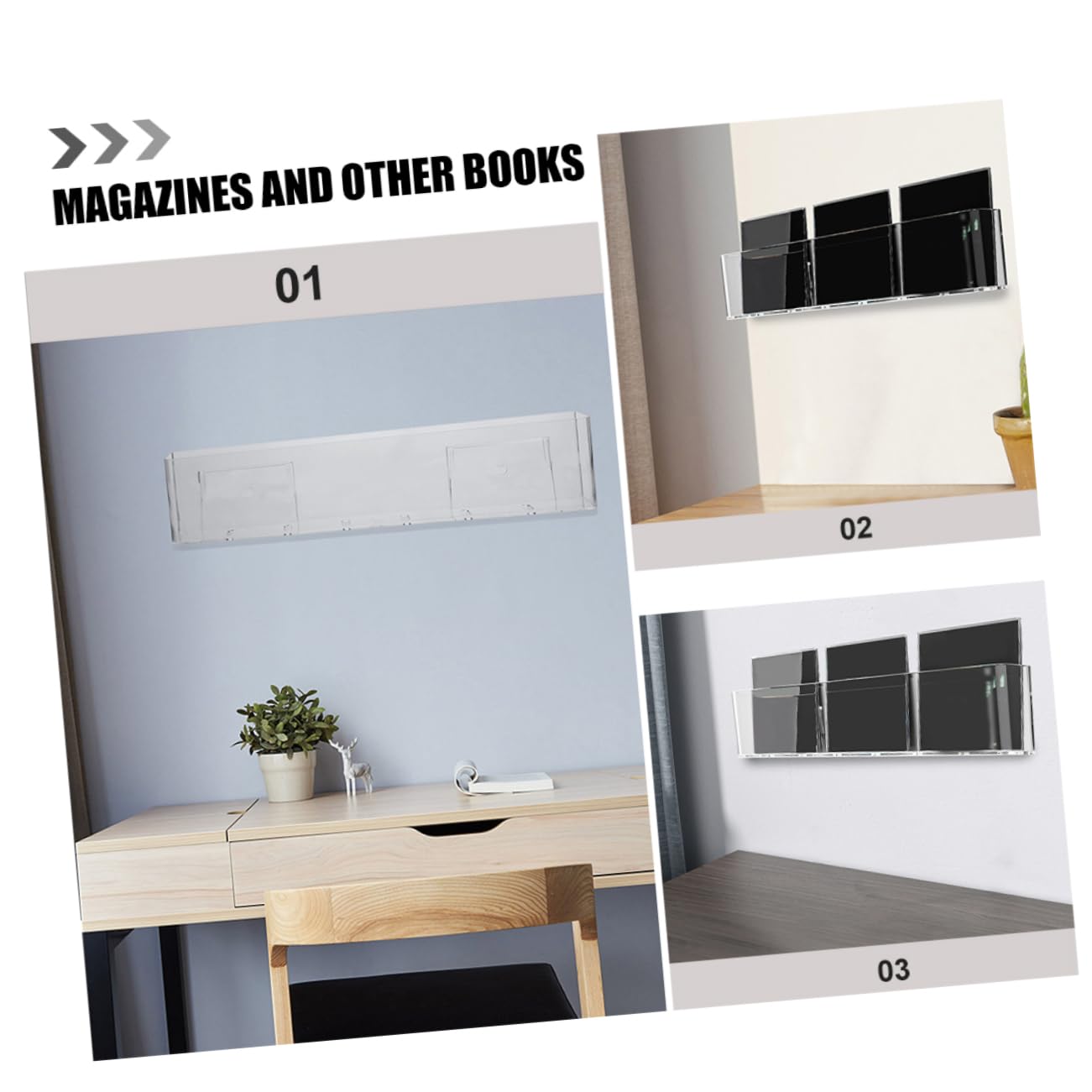 KOMBIUDA 2 Pezzi Cd da Parete in Acrilico Trasparente Scaffale Organizer per Vinili e Album Supporto Resistente per Dischi e Riviste per Camera Ufficio e Libreria