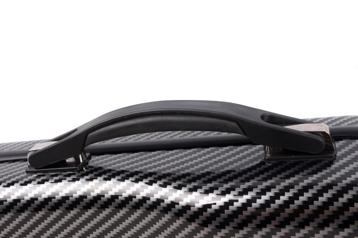 Estuche de violín de tamaño completo 4/4, a rayas de fibra de carbono, caja de violín cepillada a rayas, ligera, colorida, fácil de transportar (rayas negras), funda 14 MN