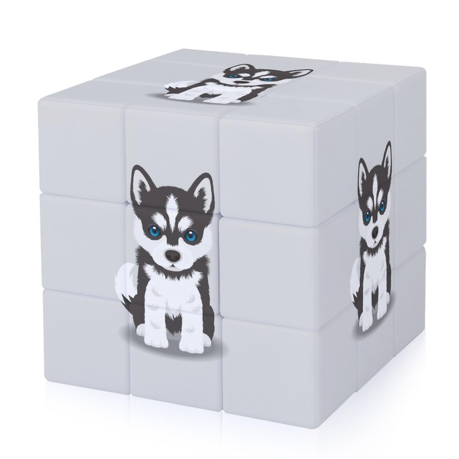 Siberian Husky Puppy 3x3 Cube 3D Fidget Cube Professional Magic Cube Chrismas
