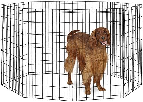 New World Pet Products 42' Foldable Black Metal Dog Exercise Pen No Door