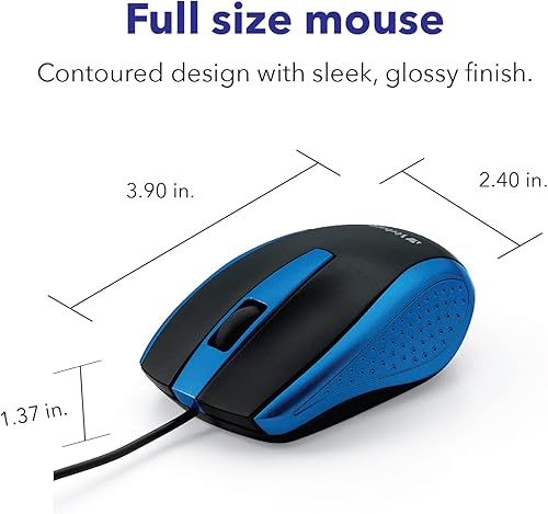 Miniatura 13 de Verbatim Computadora con cable, mouse USB con cable para portátiles y PC, uso a mano derecha o izquierda, color negro Negro