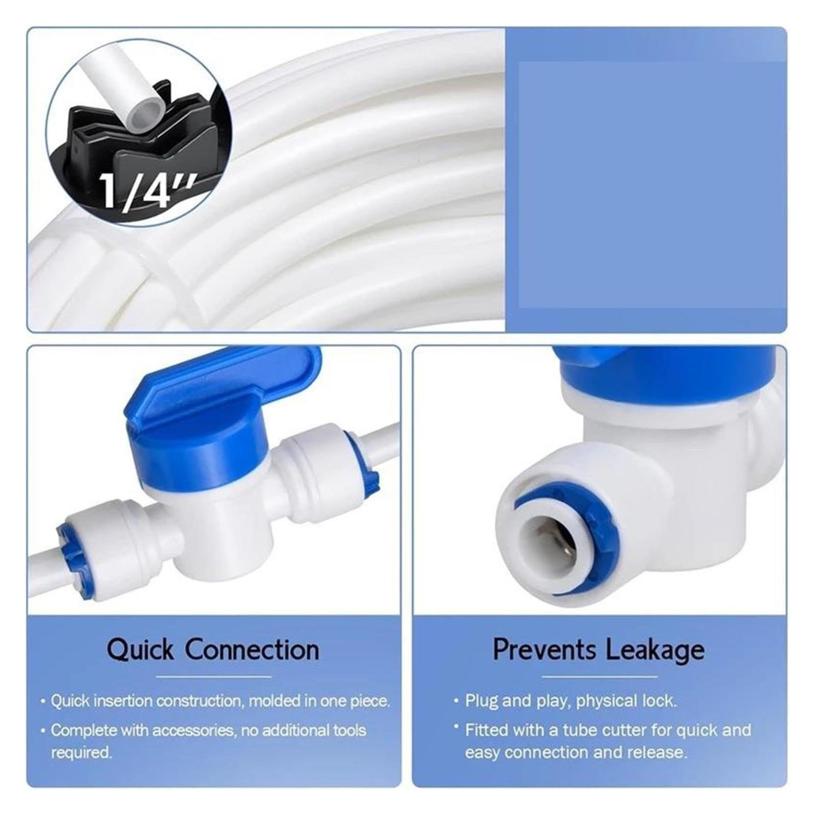 32,8 Fuß Kühlschrank-Wasserleitungssatz, 1/4 Zoll Außendurchmesser Wasserleitungssatz For Kühlschrank-Eisbereiter-Umkehrosmose-Systemfilter, Kühlschrank-Zulaufschlauch