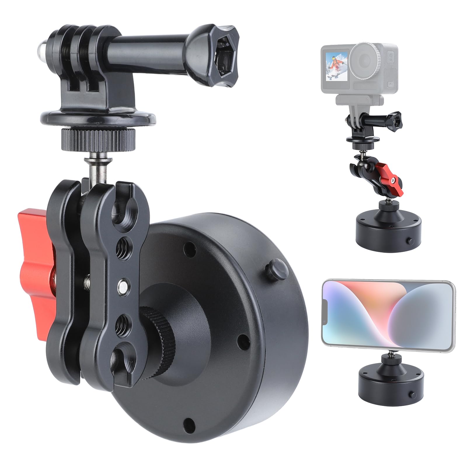UTEBIT Elektryczny uchwyt na aparat Ventus, uchwyt samochodowy na telefon komórkowy, obracany o 360°, z magnetyczną przyssawką i elastycznym ramieniem, kompatybilny z DJI do przedniej szyby i szyb