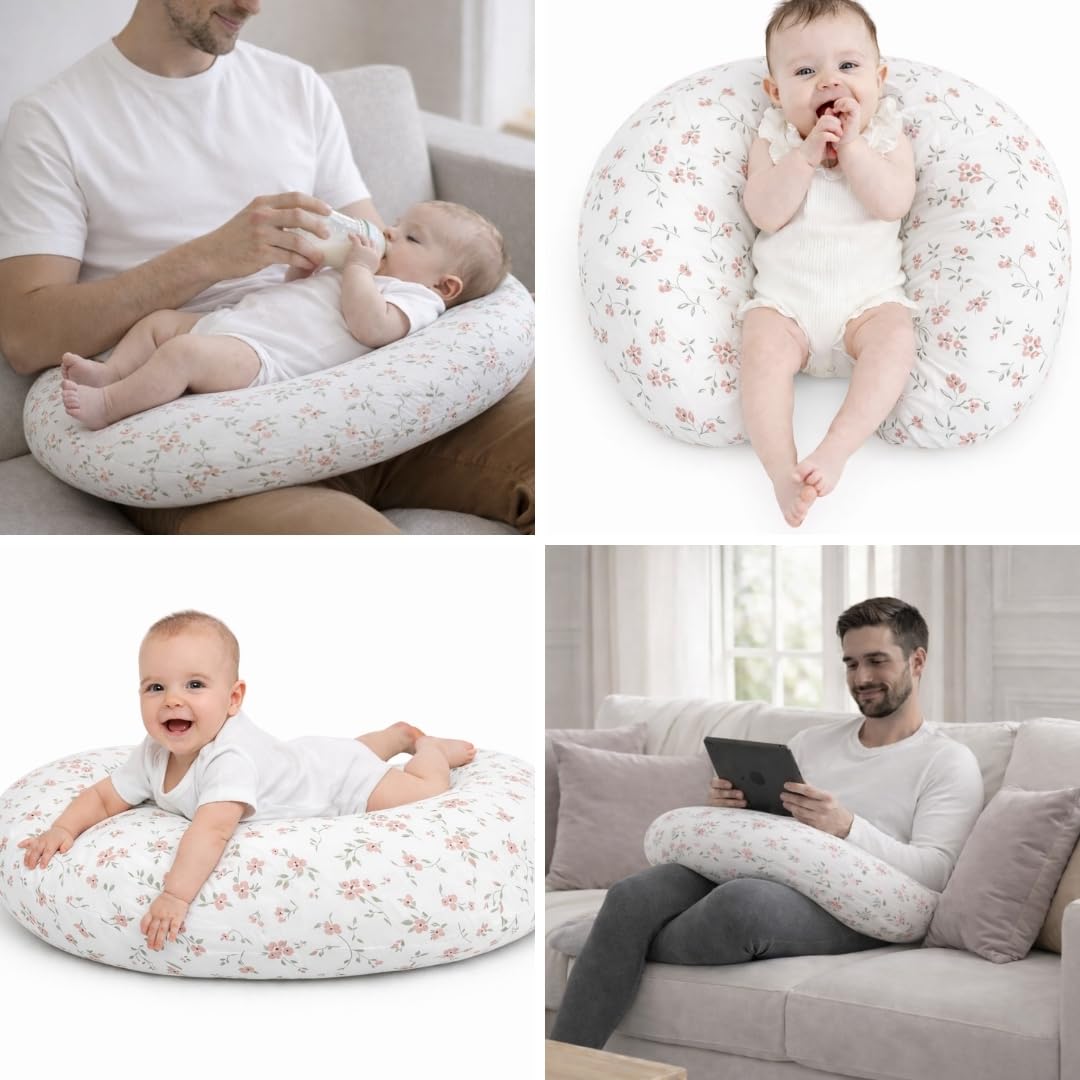 Cojin Lactancia +2 Muselinas – Cojín lactancia OEKO TEX - Almohada Lactancia funda extraible lavable – almohada de amamentação - almofada de amamentação, cojin de lactancia bebe, cogin lactante bebe