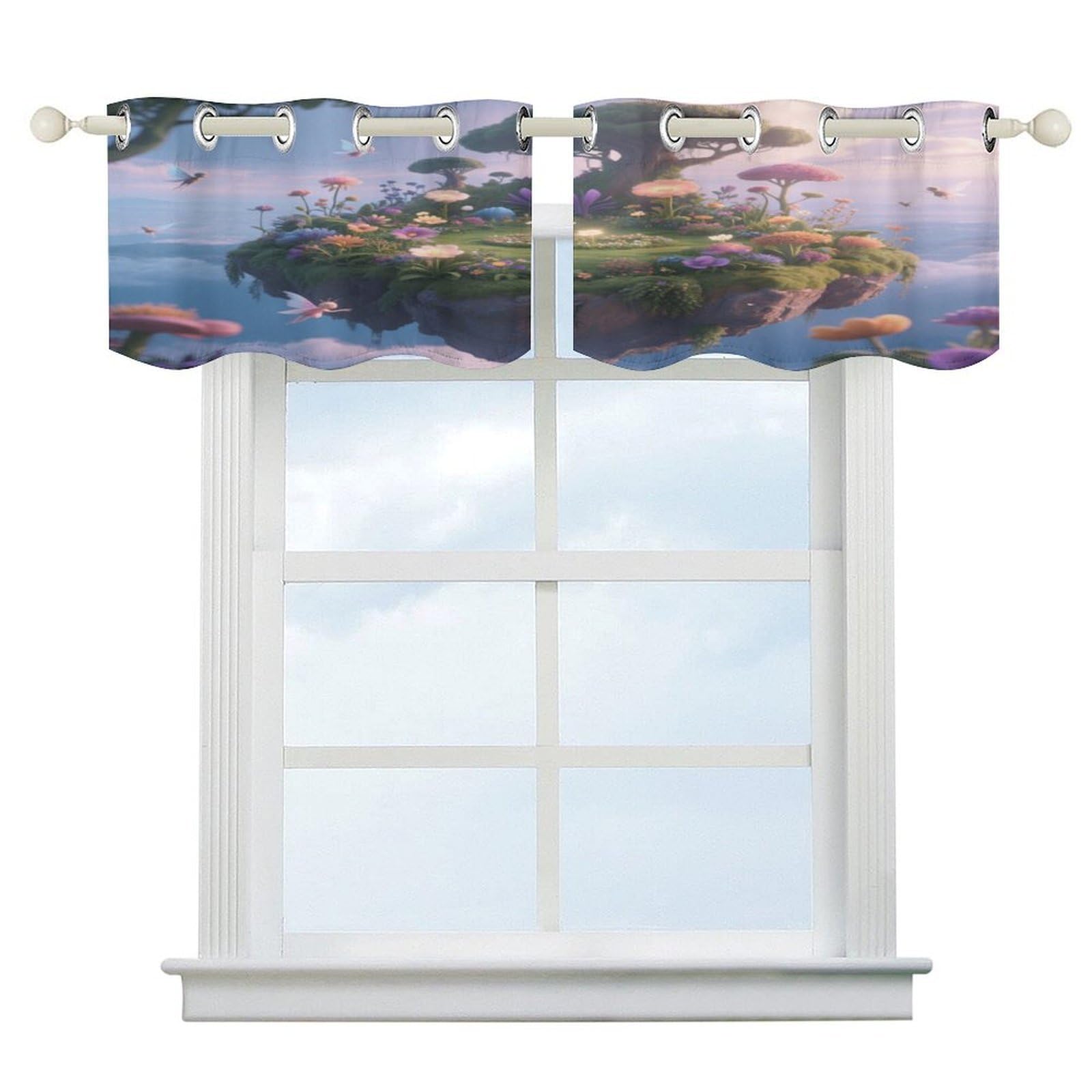 Fekiloot Style Mysterious Garden Short Curtains Valance Curtain
