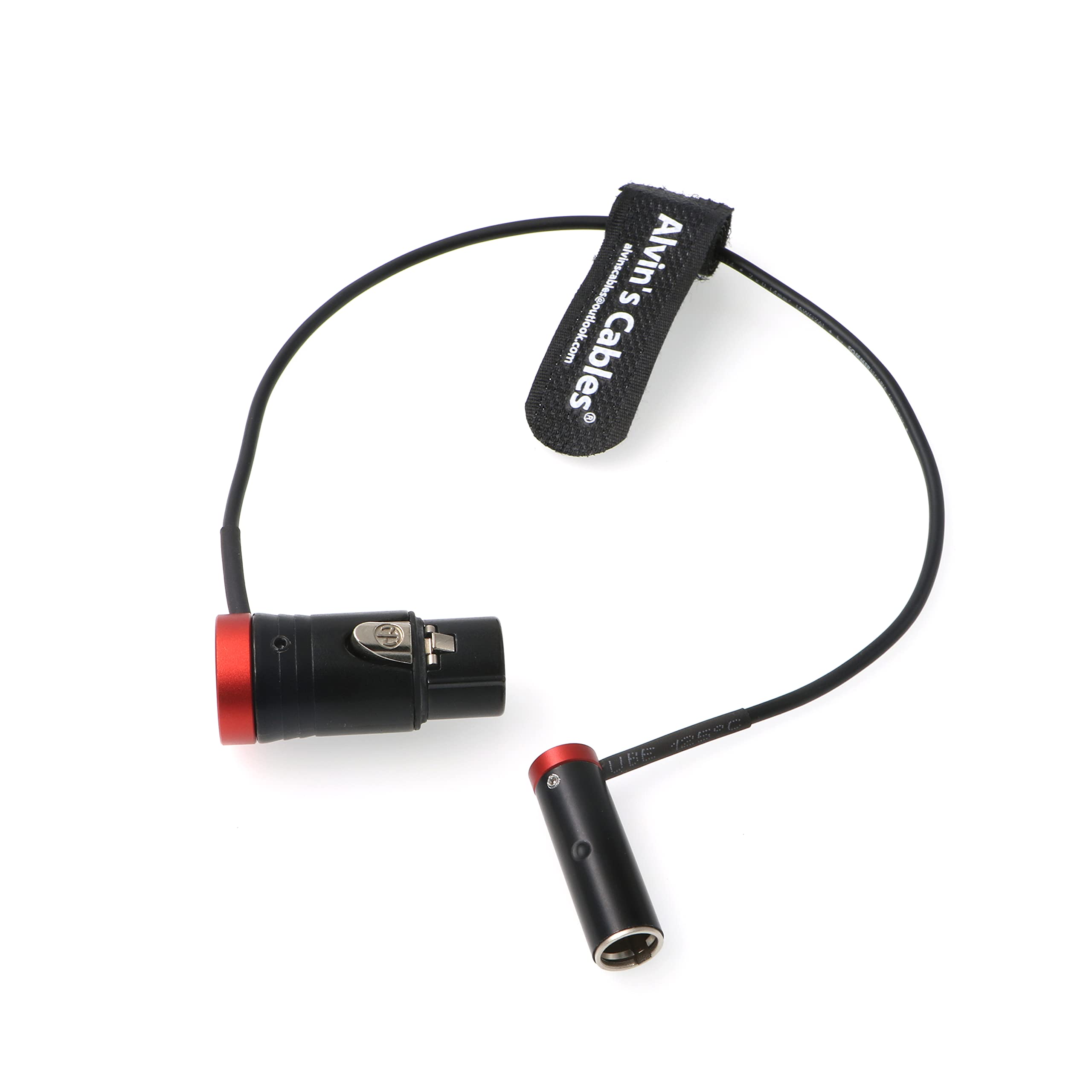 Alvin's Cables Low-Profile Câble Audio Mini-XLR Male à 3 Broches vers XLR Femelle Pleine Taille pour BMPCC 4K 6K Camera Video Assist Connecteur d'origine Rouge 36cm|14inch