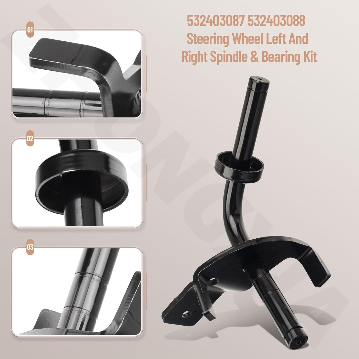 532403087 532403088 Front Axle Steering Spindles & Front Wheel Bearing RH/LH 596873701 596873601 Compatible with Craftsman Poulan Husqvarna Replace 403087 194743 403088 194744