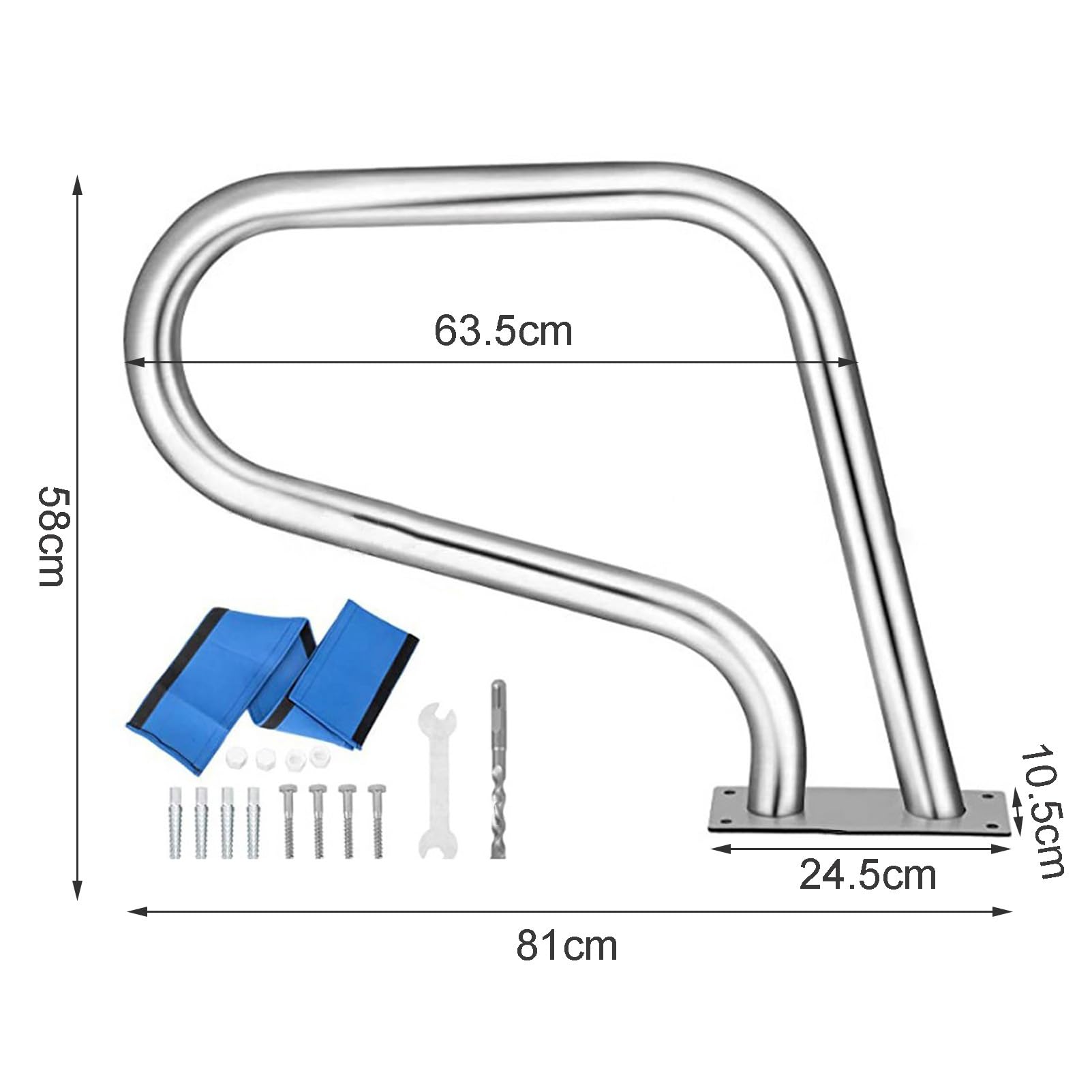 Barandilla de la piscina, 32x23Inch Inground Pool Rails, 330 LBS capacidad de carga, 304 de acero inoxidable piscina barandilla de la escalera con la cubierta de agarre y accesorios de montaje rápido