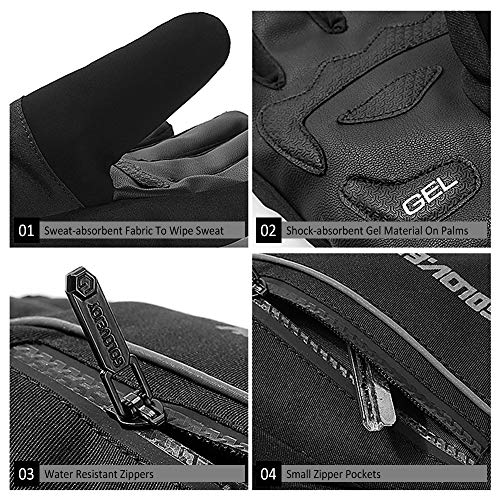 Andoer Luvas de esqui Homens Mulheres Luvas quentes de inverno Luvas de neve à prova de vento Luvas