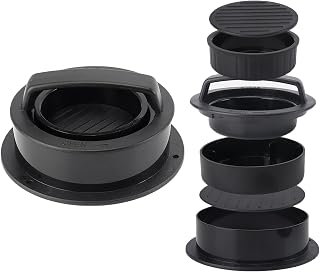 Juego de prensa de hamburguesas de hierro fundido compacta con ranuras transparentes para hacer hamburguesas gruesas, color negro