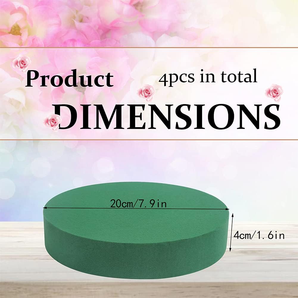 CCINEE Round Floral Foam Blocks,8" Large Wet Foam Bricks for Wedding Flower Arrangement Supply,Pack of 4