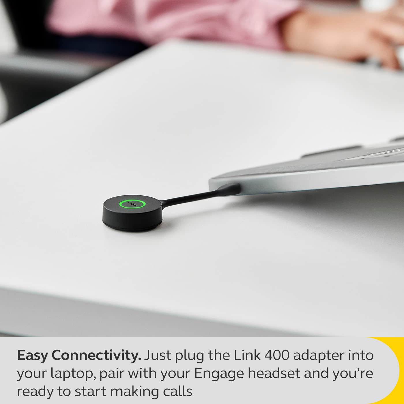 Jabra Link 400 USB-A DECT Adapter - Tragbarer und langlebiger Dongle mit bis zu 150 m geschützter Funkreichweite für ausgewählte Jabra Engage Wireless Headsets - MS Variante - Schwarz, 14205-11