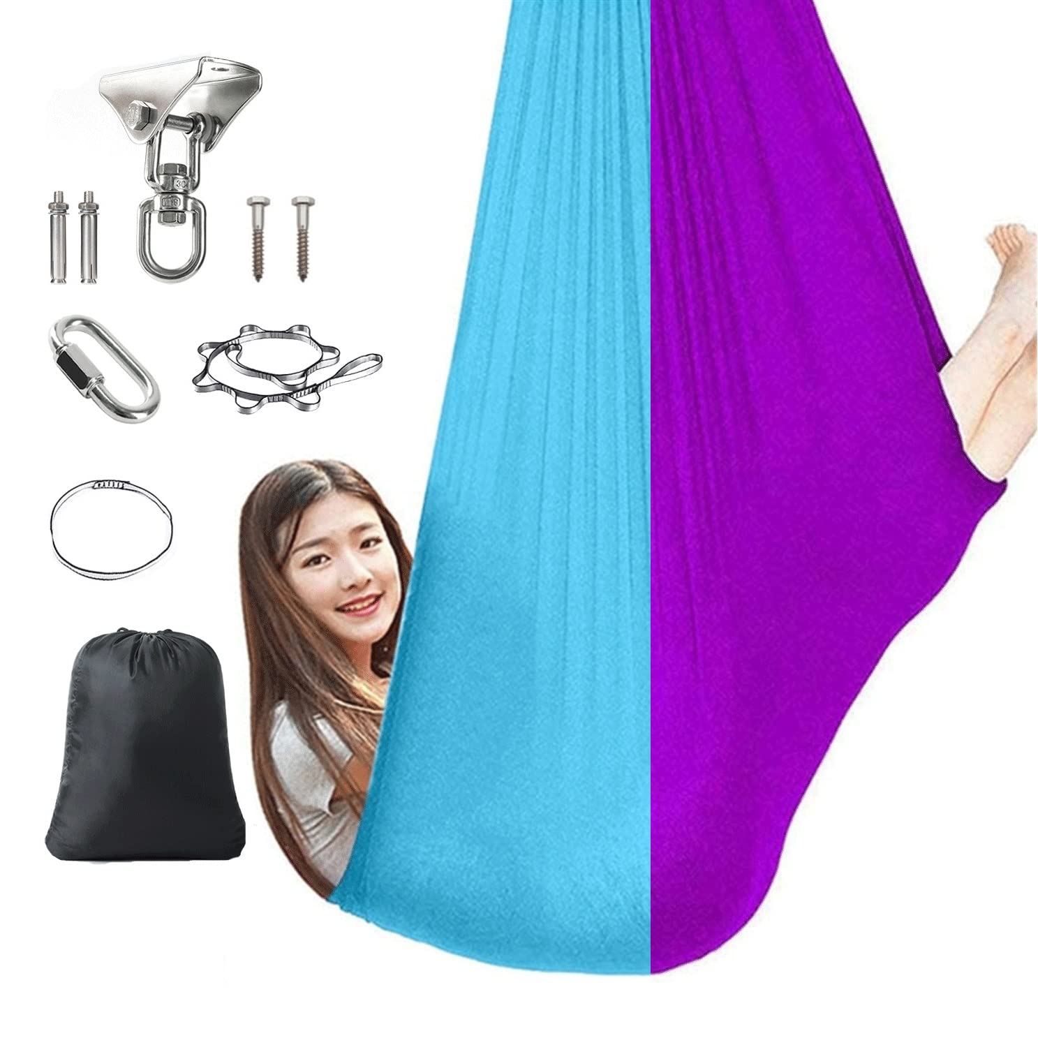 vivianan Double Layered Sensory Swing Indoor Therapy Swing Snuggle Hammock for Children with Autism ADHD and Aspergers Hardware Included Compression Swing (Color : J, Size : 230x150CM/91x59 in)