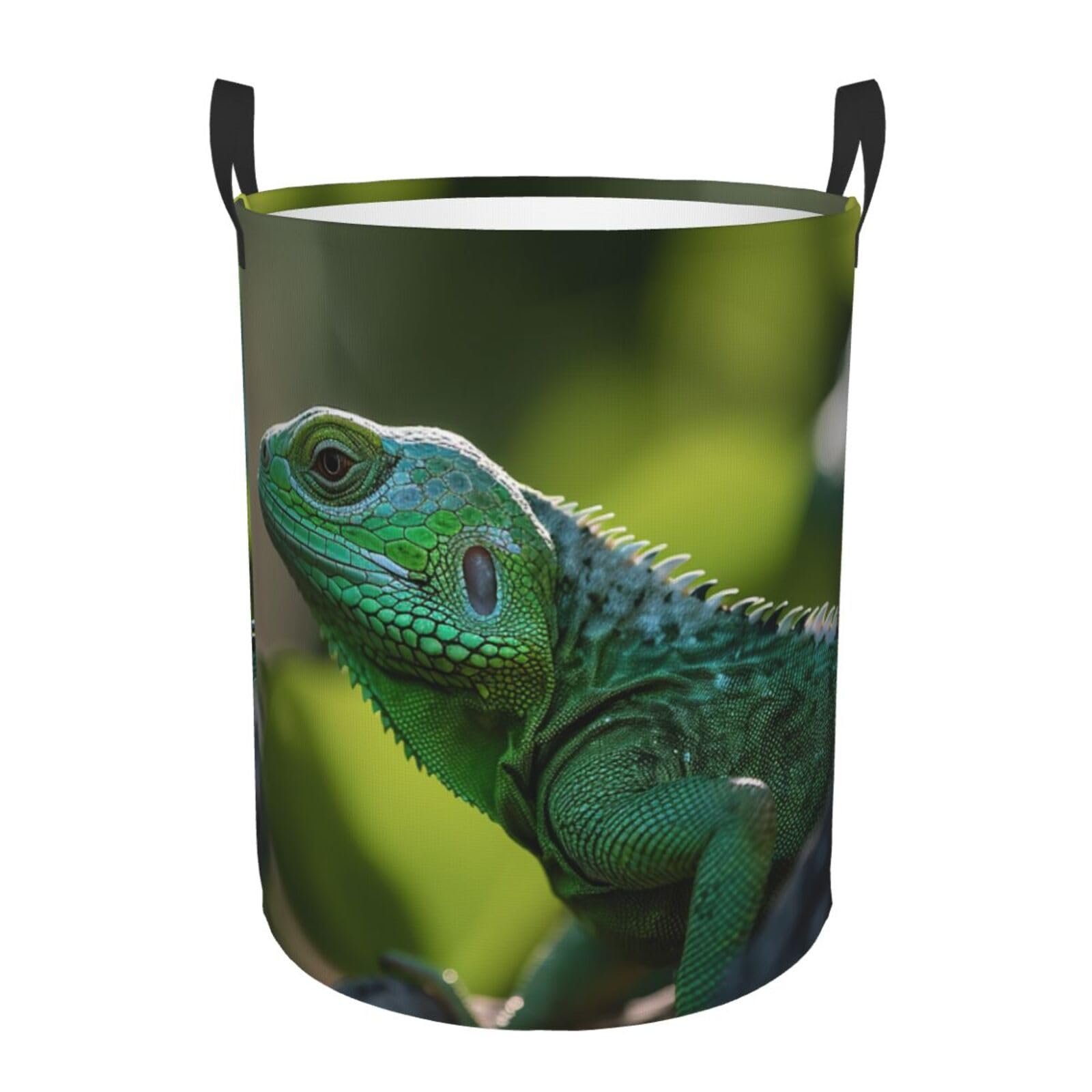 Laundry Basket Collapsible Green Lizard Laundry Hamper Freestanding Clothes Hamper with Handles Washing Bin Foldable Clothes Hamper for Living Room, Bedroom
