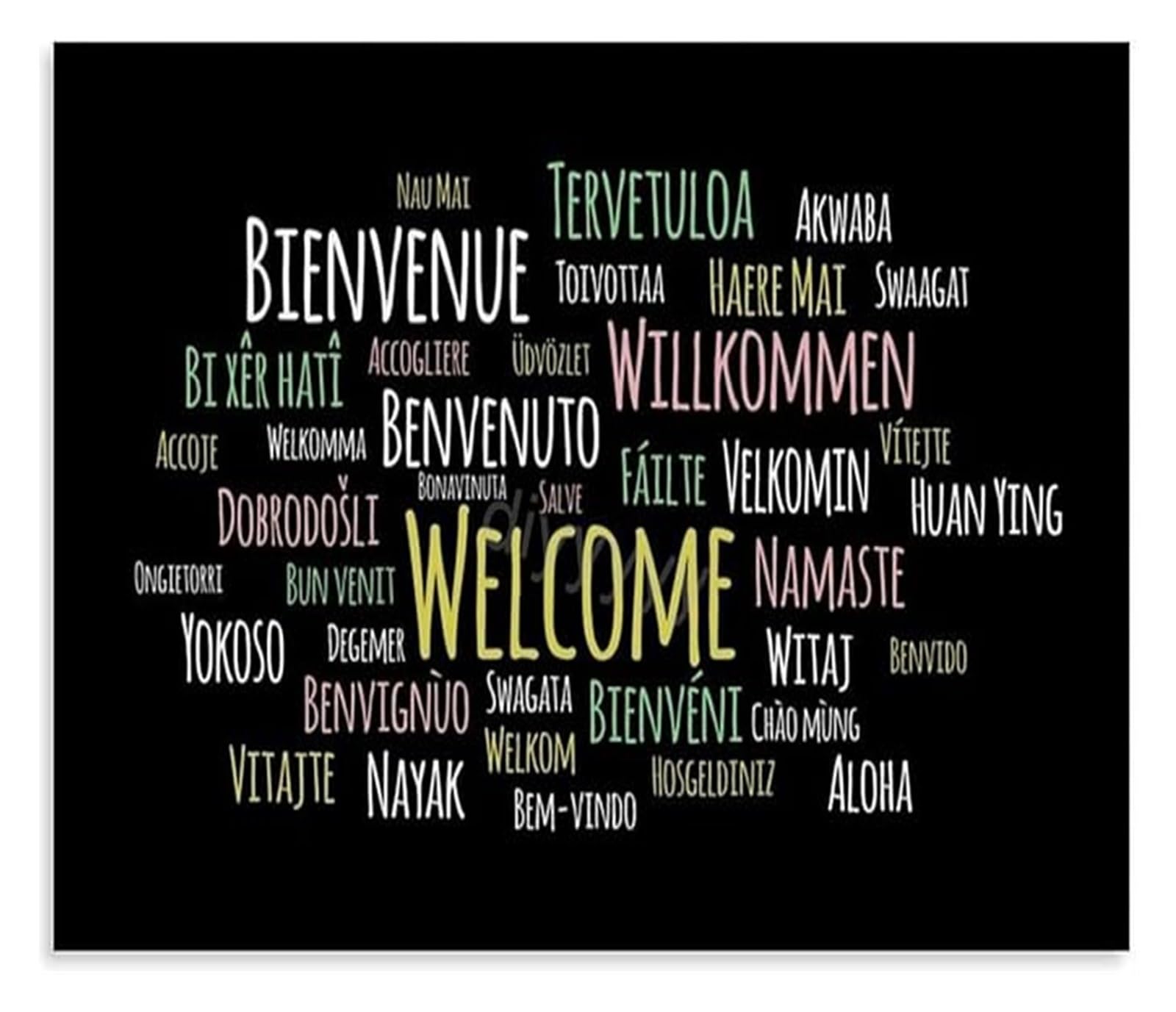 PKNVKZIDK Welcome In Different Languages Poster Multicultural Classroom Decor For Study Room Office Home Wall Hanging