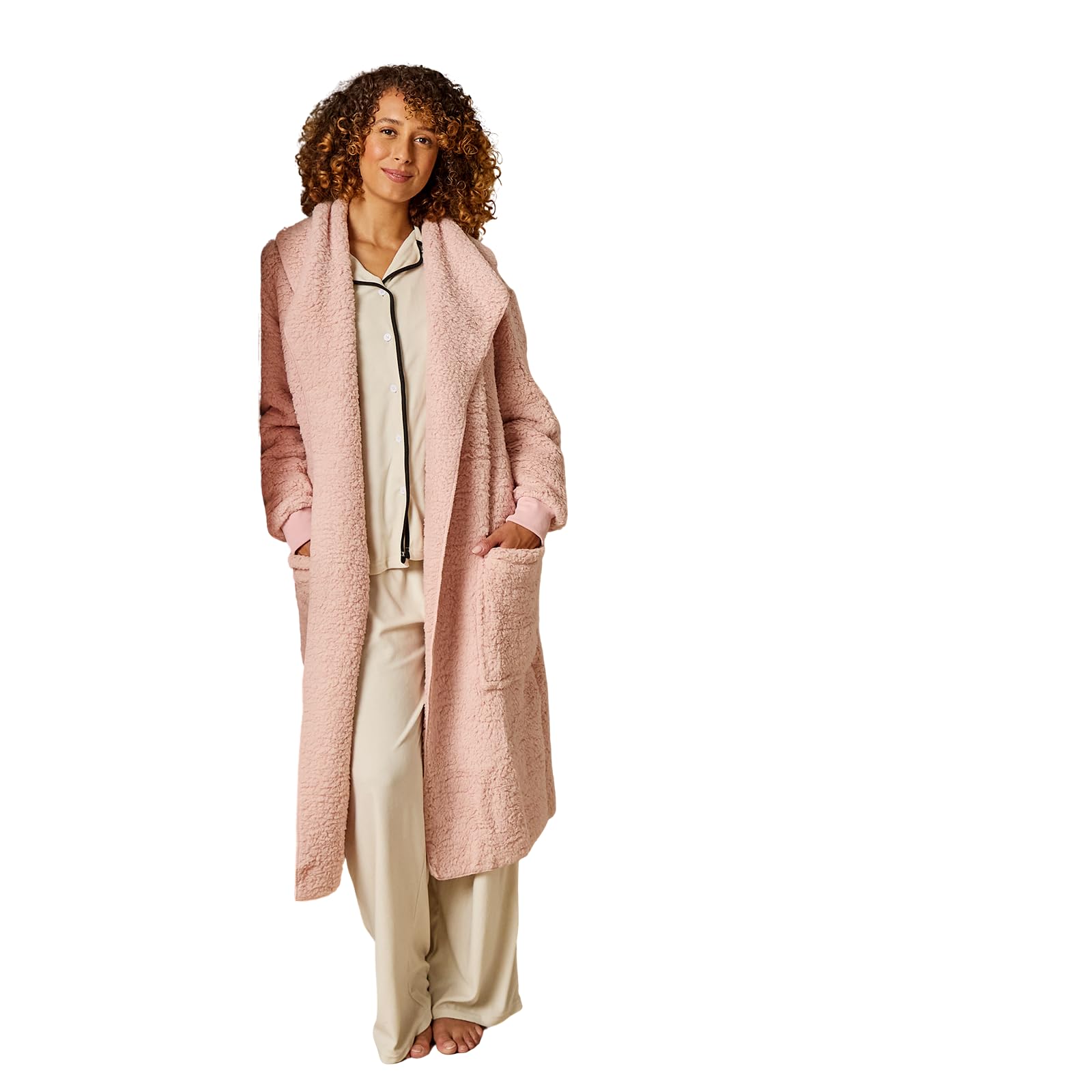 OHS Fleece Cardigan - Waterfall Wrap - Longer Length - Baby Pink - S/M