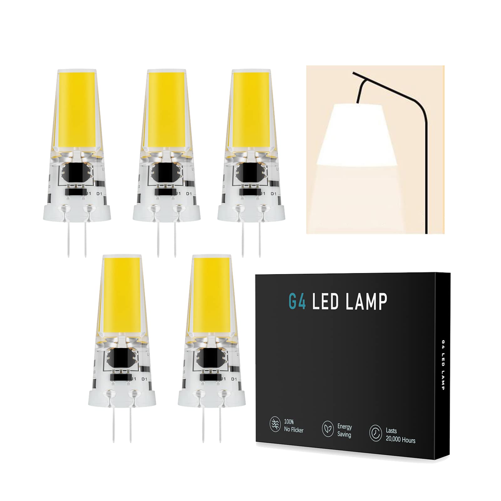 G4 LED Bulb, 5W G4 bulb, 450 lumens, DC 12-24V, 360 ° Light angle, dimmable LED G4 bulb, without flash (Color : Bianco naturale, Size : 5 Pack)