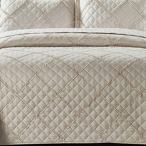 Rugs Inn Ruffle Quilted Bedspread - Bed Throws for Room Decor Embossed Striped Pattern Reversible Quilt Bedspreads Coverlets with Pillow Shams (Mink, King) - Cosy Home Interiors Rugs Inn Ruffle Quilted Bedspread - Bed Throws for Room Decor Embossed Striped Pattern Reversible Quilt Bedspreads Coverlets with Pillow Shams (Mink, King) - Image 6